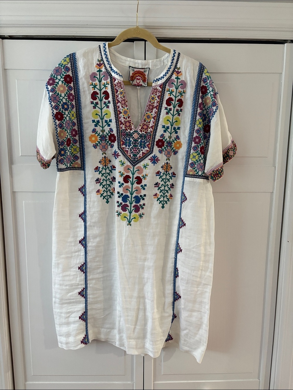 Johnny Was White Linen Clover Dress-size Large
